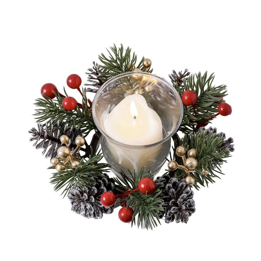 Рождественские подсвечники-венки Рождественские настольные центральные украшения Декор для столбовых свечей Винная бутылка Дверь Окно Стул