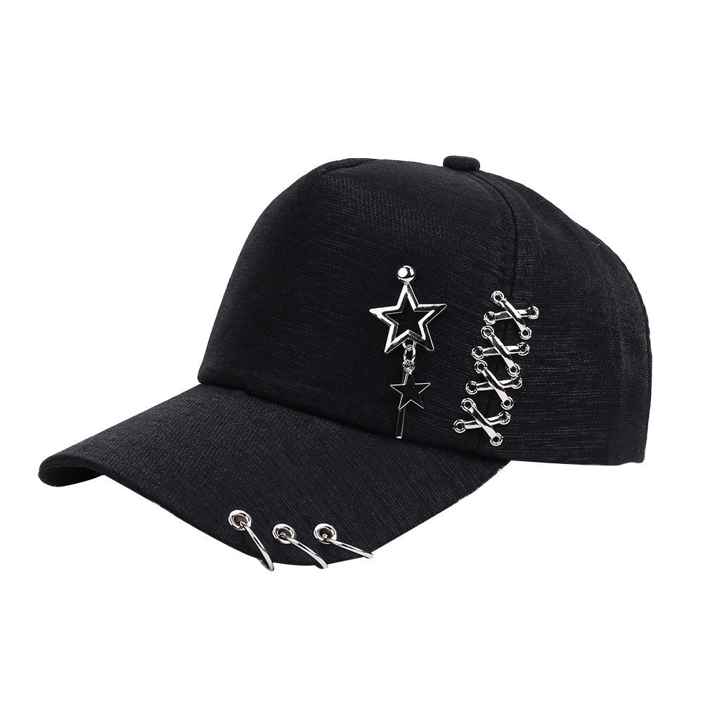New European and American hip-hop style metal chain baseball cap, male and female couples street trendy brand personalized sunshade cap