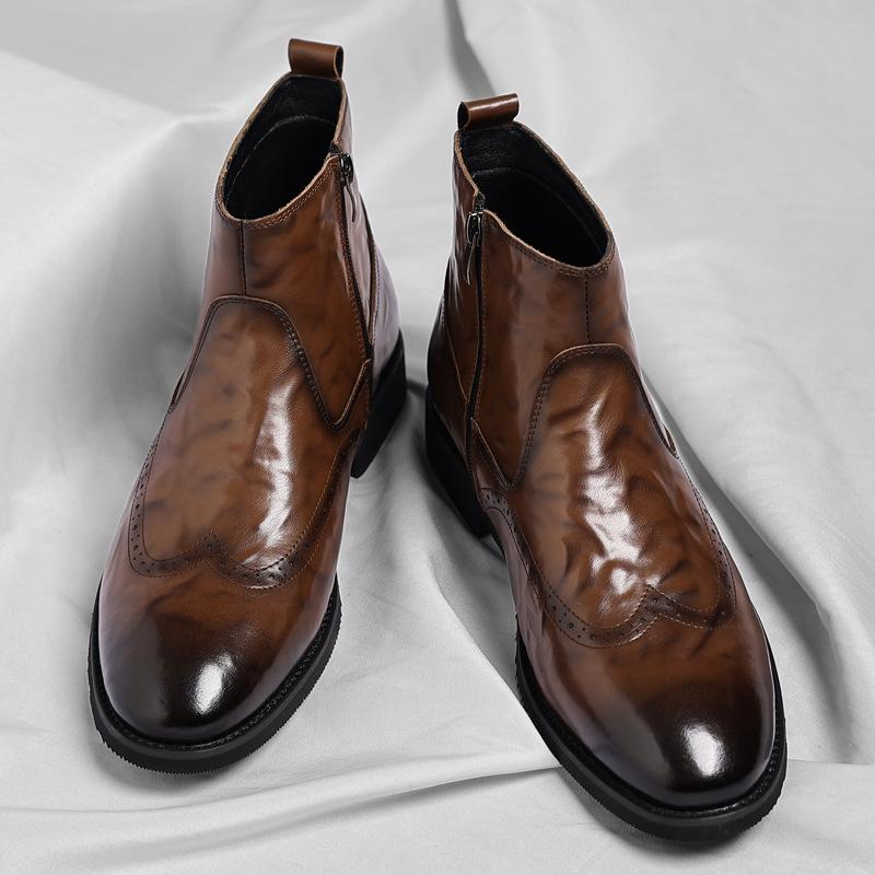 Большие размеры Ботинки Челси в британском стиле Hand Grab Brock Winter Fleece Retro Boots Tide