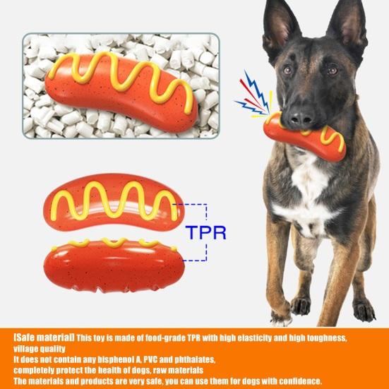 Неразрушимая игрушка для жевания собак для агрессивных любителей жевать Интерактивная пищащая игрушка для щенков Хот-дог