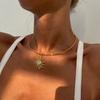 Korean Style Gold Choker Hip-hop Sun Pendant Necklace Simple Metal Collar  Women