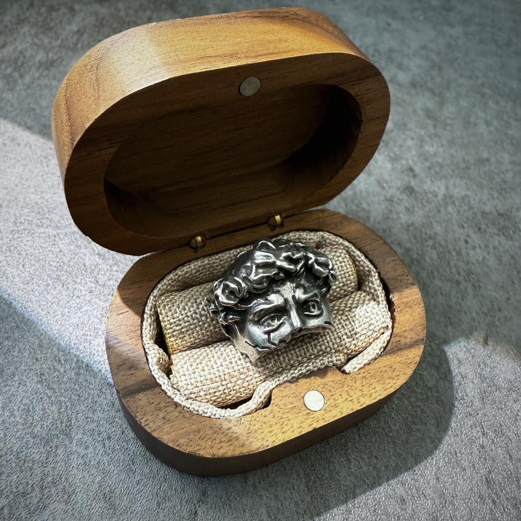 Ретро Полулицо Давид Регулируемое Открытое Кольцо Для Мужчин Панк Готика Дерзкий Медь Циркон Унисекс Аксессуары Искусство Ренессанса Подарок