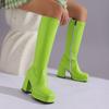 Women's High-heeled Boots Autumn and Winter New Candy-colored Thick-heeled Large-size Medium Boots