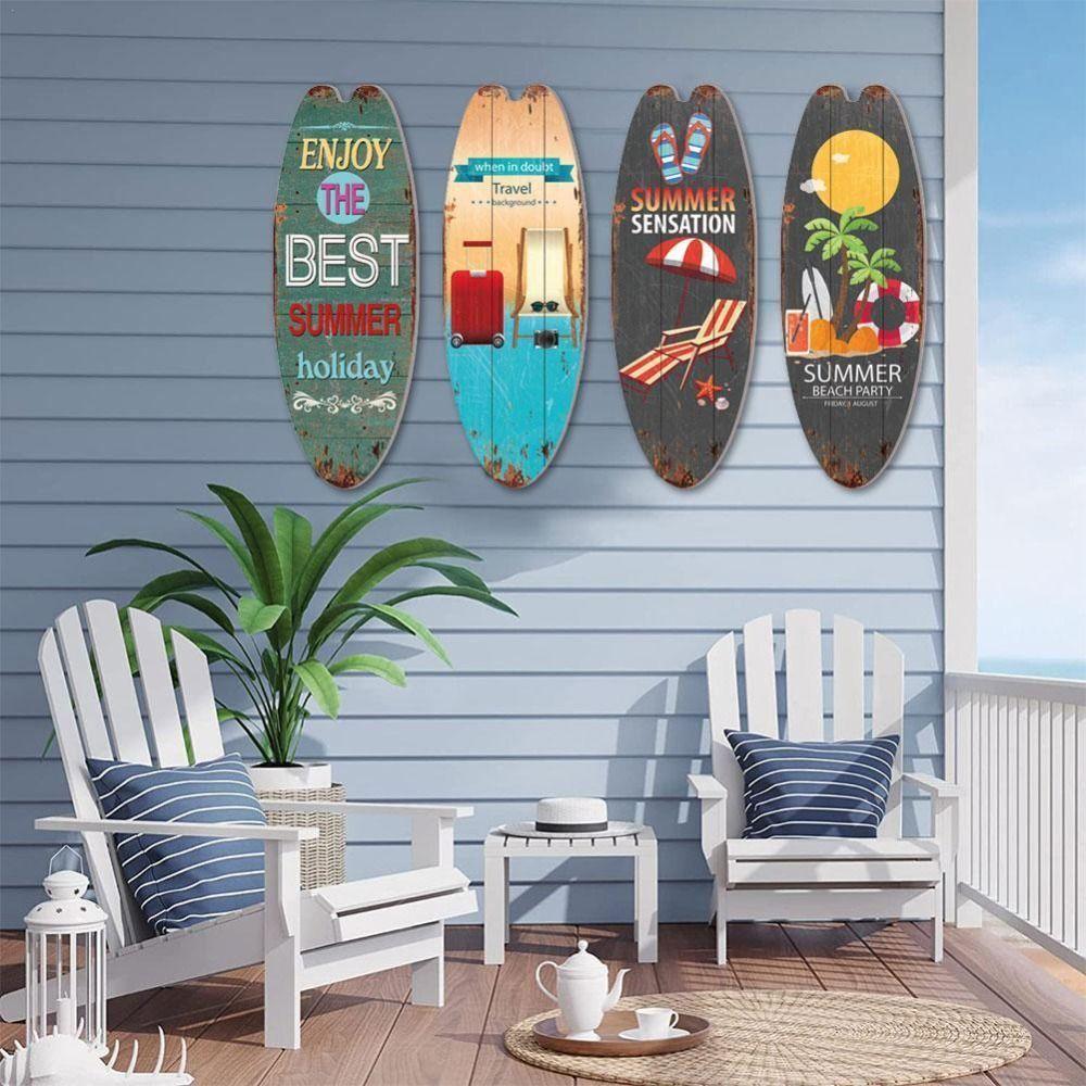 Exquisite Printing Marine Steering Wall Board Cool Wooden Surfboard Wooden Sign   Wall Ornament