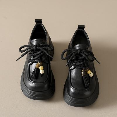 Женские новые осенние ретро маленькие кожаные туфли на кожаной платформе, удобные и универсальные туфли-одиночки, увеличивающие рост