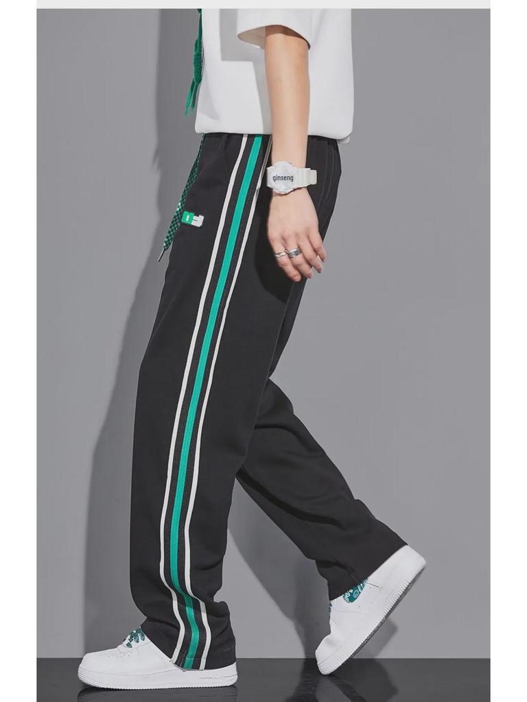 Мужские модные летние широкие брюки в полоску - свободный покрой, повседневный спортивный стиль