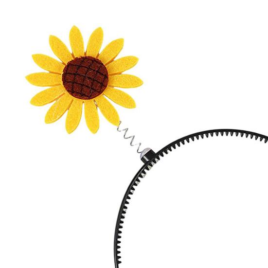 Обруч для волос с декором в виде подсолнечника, весенний дизайн, противоскользящая повязка на голову с зубцами для детей и взрослых, пластиковая легкая повязка на голову