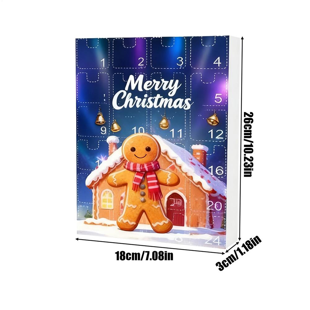 Gingerbread Man Advent Calendar, 2D Flat 24 Day Christmas Countdown Decor Ornaments, Holiday Home Decoration Car Ornaments