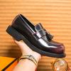 Fashion Men Fashion Tassel Shoes Black Brown Big Head Thick Soled Leather Shoes British Business Office Dress Shoes Sizes 38-46 Men Shoe
