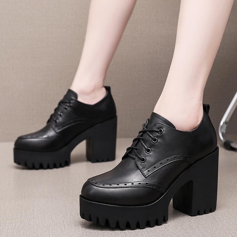 New Women Pumps Shoes Size 32-43 Deep Mouth Women Oxfords Fall Winter Plush Thick High Heel Shoes Platform Pumps Office
