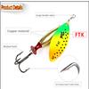 FTK 1PC Long Cast Size2-Size3 Fishing Lures Hook Spinner Spoon Lures With Treble Hooks