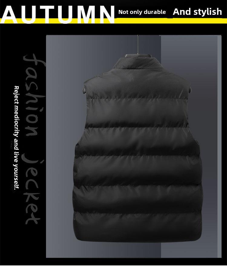 Мужской осенне-зимний пуховый жилет со стойкой – без рукавов, плотный и теплый