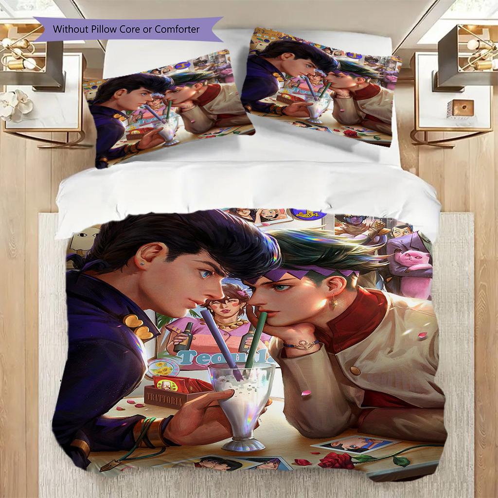 Jojos Adventure Vento Aureo Bedding (1 * duvet cover + 2 * pillowcase, without core) 2D Flat Bedding set Duvet cover and pillowcase