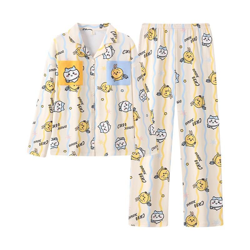 Boys Long Sleeve Cotton Pajamas Set Cartoon Print Soft Sleepwear Teens Kids Winter Home Wear