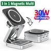 3 In 1 Magnetic Wireless Charger Stand Pad For iPhone 16 15 14 Pro Max iWatch S10 Ultra 9 Airprods Magsafe Fast Charging Station
