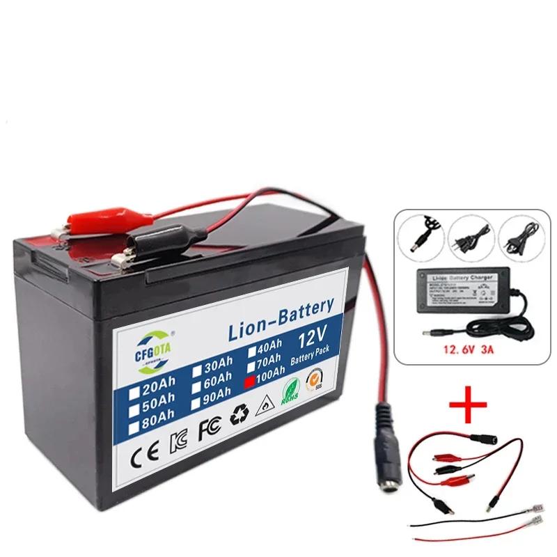 Upgrade 3S6P 18650 100Ah 12V Li Ion Battery Electric Vehicle Lithium Battery Pack Built-in BMS 30A High Current + Charger