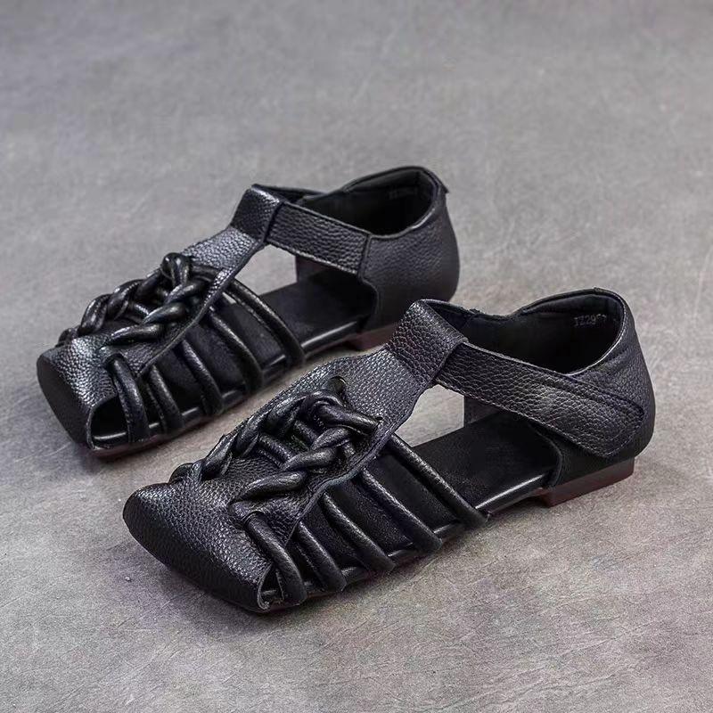 Women Flat Sandals Square Toe Loafers Sport Shoes Woman 2025 Trend Summer Casual Retro Soft Leather Shallow Designer Zapatillas