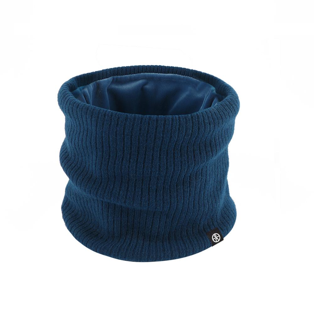 Winter Knitted Neck Hoodie Solid Color Outdoor Warm Wool Anti Cold Double Layer Velvet Neck Protection