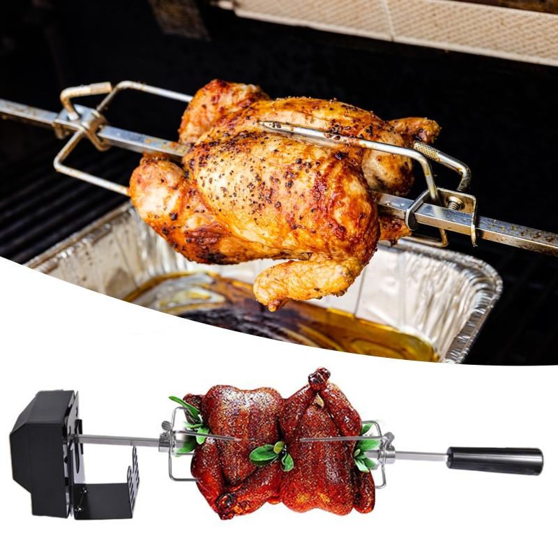 Универсальный Автоматический Комплект для Гриля-Вертела с Электродвигателем, Кронштейн для Барбекю, Вертел для Запекания, Шампур, Вилки для Мяса, Полные Держатели T