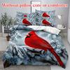 Red Bird Quilt Cover Three-Piece Animal Count Printing Kit Duvet Cover Bedroom Home Decoration