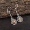 Peach Moonstone Gemstone Handmade 925 Sterling Silver Jewelry Magnificent Earrings For Wedding Gift