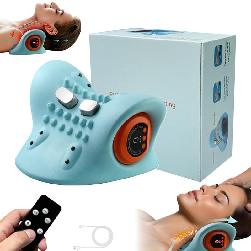 Electric Shiatsu Massage Pillow EMS Neck Massager with Heat Vibration for Pain Relief Deep Tissue