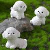 Realistic Cute White Dog Statue Cartoon Cartoon Dog Ornaments Resin Dog Statue  Home Decoration
