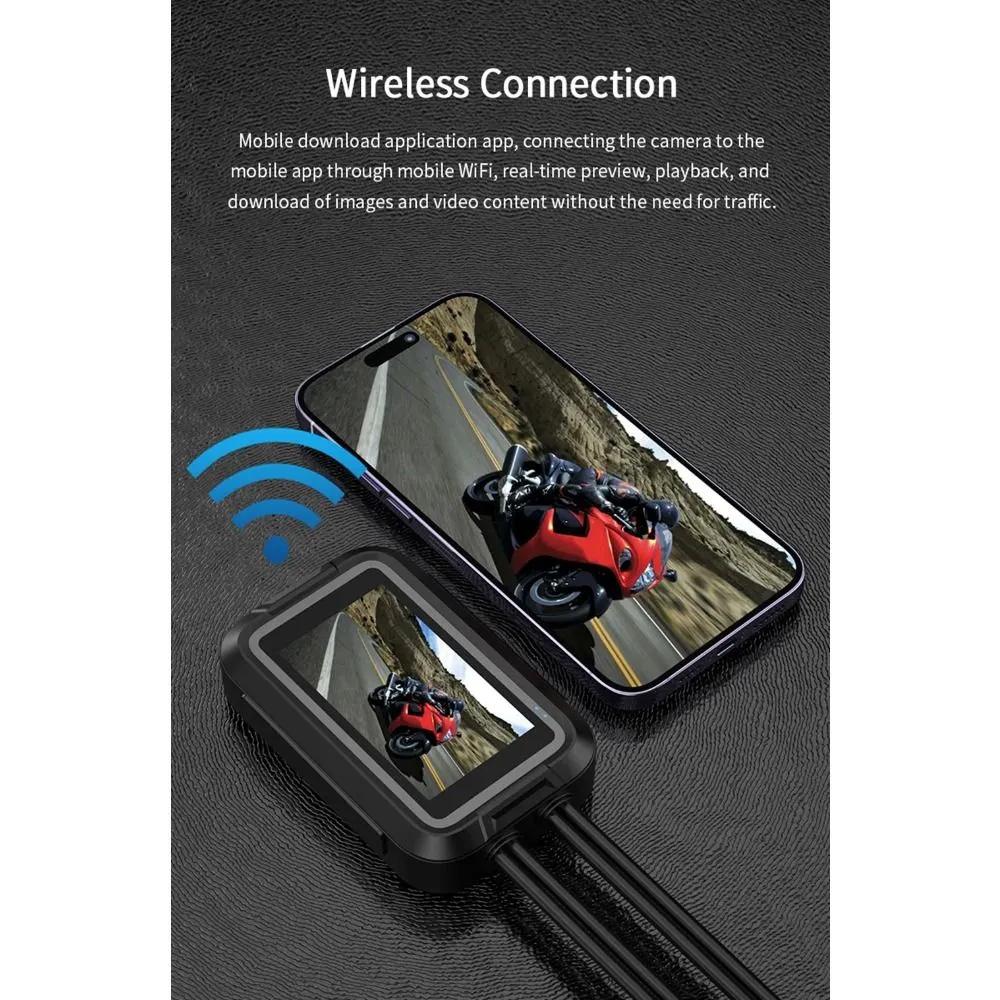 Видеорегистратор для мотоцикла/Full HD Dual 1080P 3-дюймовая водонепроницаемая камера IP66/WiFi Видеорегистратор для мотоцикла/GPS
