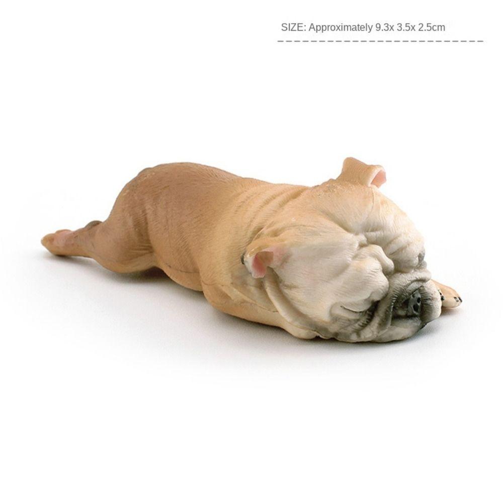 Figurine Solid Simulation Dog Model Bulldog Simulated Sleeping Posture Bulldog Table Decor