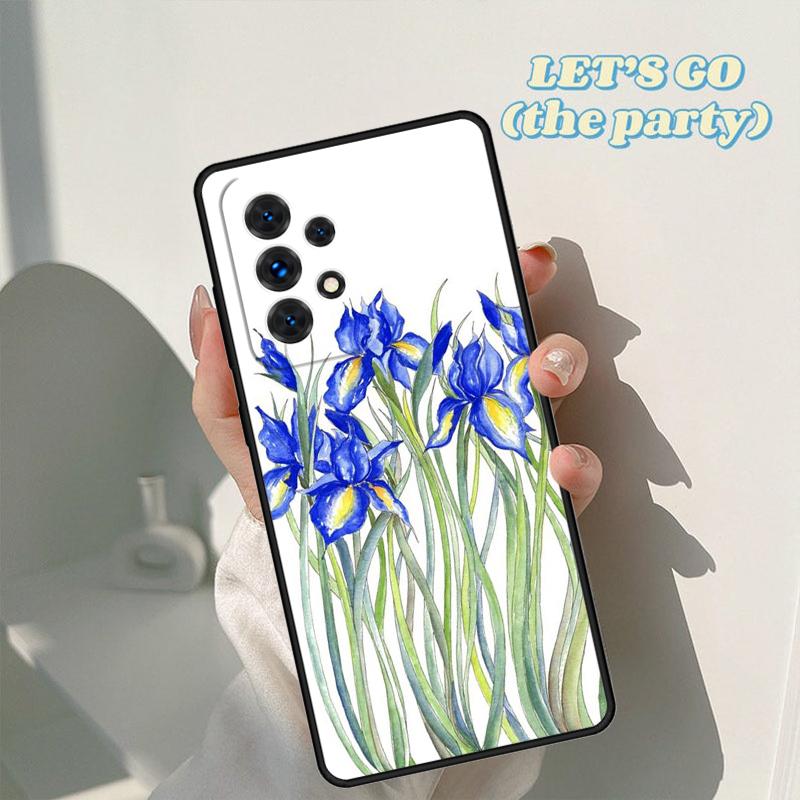 Blue Iris Flower phone case For Samsung Galaxy A42 A31 A40 A51 A71 A32 A80 A91 A52 A72 A73 A20e A21S A50 A70 A11 A12 Cover