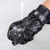 Thickened PU Leather Gloves Thermal Fleece Winter Gloves New Touch Screen Gloves  Skiing