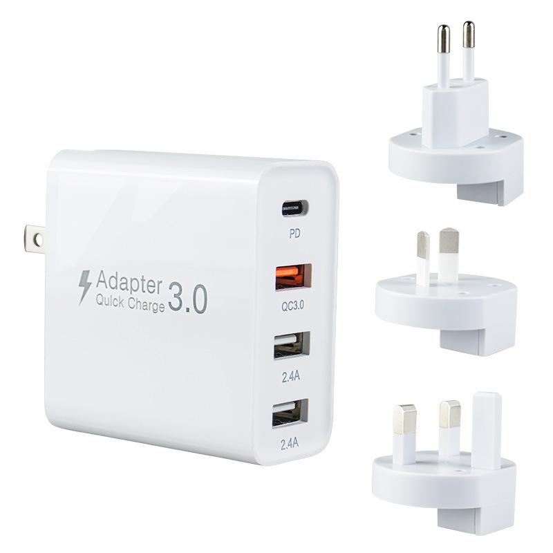 Зарядное устройство PD 48 Вт QC3.0 Четырехпортовое Дорожное Зарядное Устройство Подходит для Адаптера для Мобильного Телефона и Планшета Apple и Xiaomi