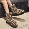 Леопардовый мех платформы женские зимние ботильоны бисер короткие плюшевые балетки хлопковая обувь 2025 тренд мода теплые зимние ботинки женские