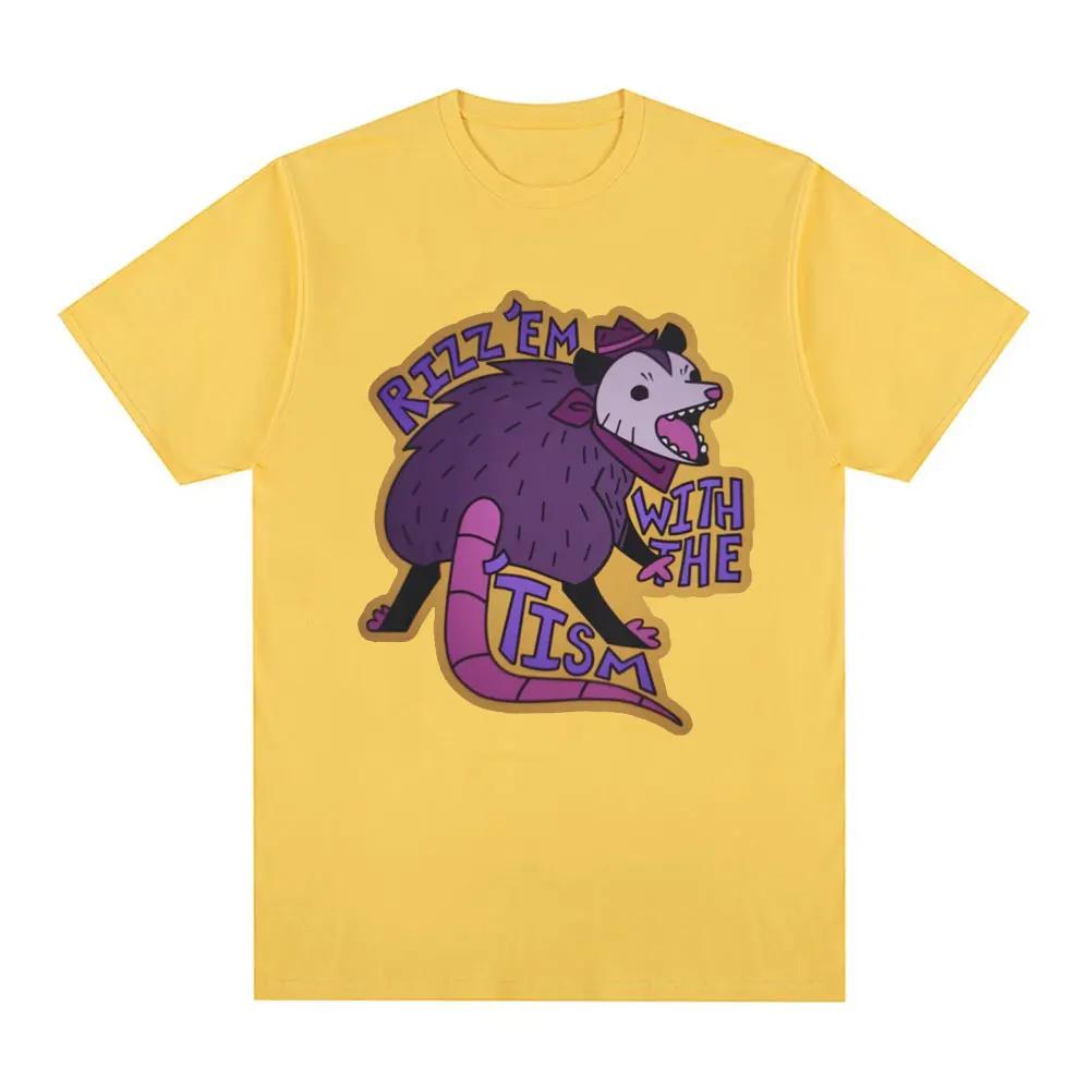 Рицц Эм с футболкой Tist Аутизм Смешной Мем с Опоссумом Футболка Летняя 100% Хлопок Повседневная Футболка с Круглым Вырезом и Коротким Рукавом
