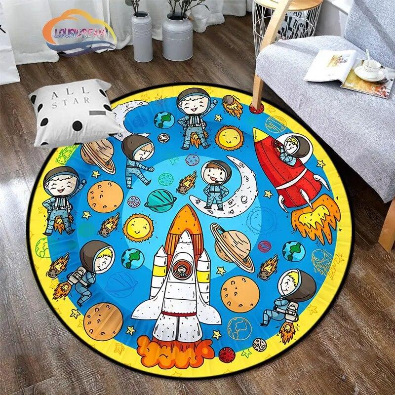 Космическая Вселенная вектор НЛО и множество планет в галактике круглые ковры для спальни Солнечная система детский ковер украшение гостиной
