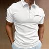 Summer Men's Polo Shirt Solid Colour Pocket Short Sleeve Lapel T-shirt Casual Fitted Tops for Men