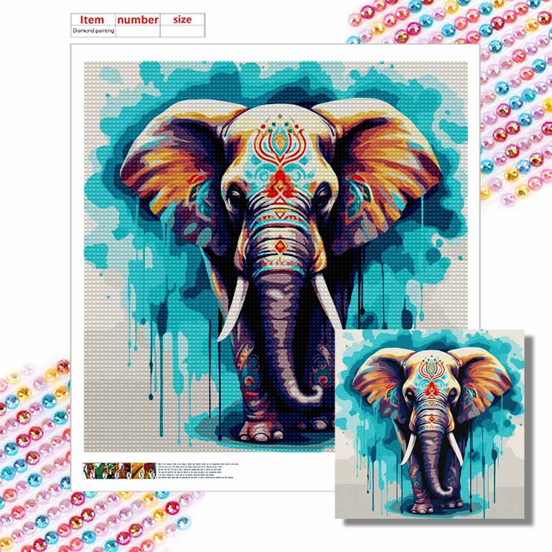 New Arrival 5D DIY Full Circle Diamond Painting "Painted Elephant" Embroidery Cross Stitch Home Decor Gift