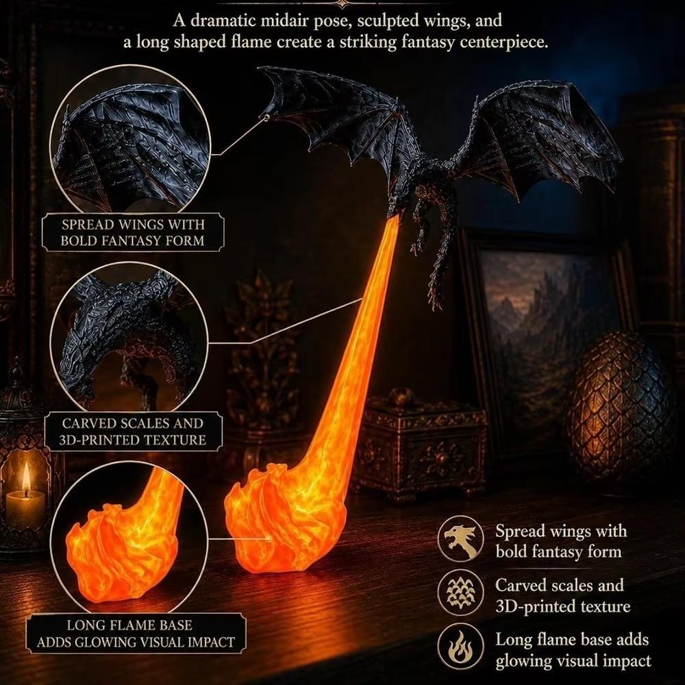 Flame Effect Dragon Bookshelf Decor Lamp LED Light Bookshelf Ornament Bookshelf Decor