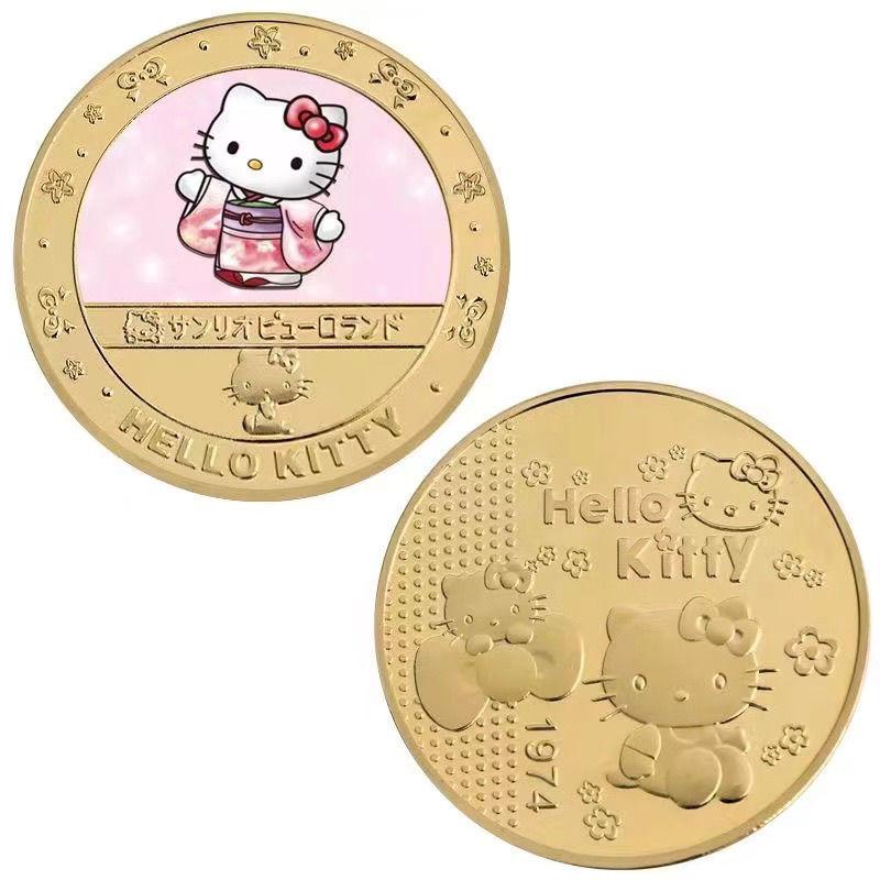 Монеты к 50-летию Hello Kitty Мультфильмы Аниме Изысканные Памятные Монеты Литой Значок Подарок