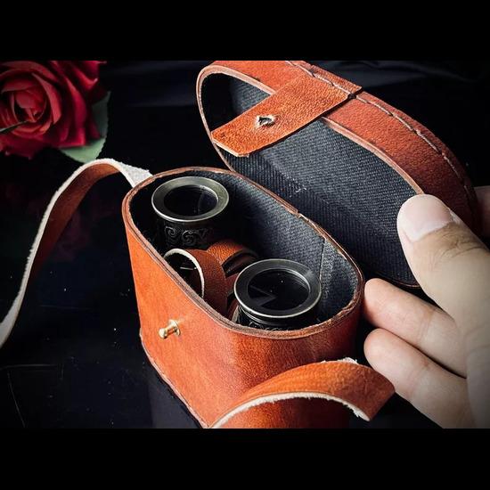 Винтажный морской бинокль из твердой латуни 4 дюйма с красной кожаной оберткой и кожаной коробкой