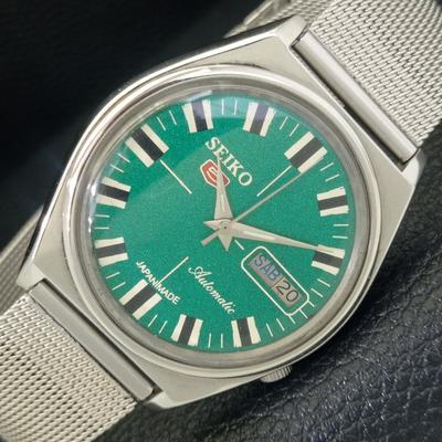 ВИНТАЖНЫЕ АВТОМАТИЧЕСКИЕ ЧАСЫ SEIKO 5 7009A ЯПОНИЯ МУЖСКИЕ ЗЕЛЕНЫЙ ЦВЕТ ЦИФЕРБЛАТ a703046-1