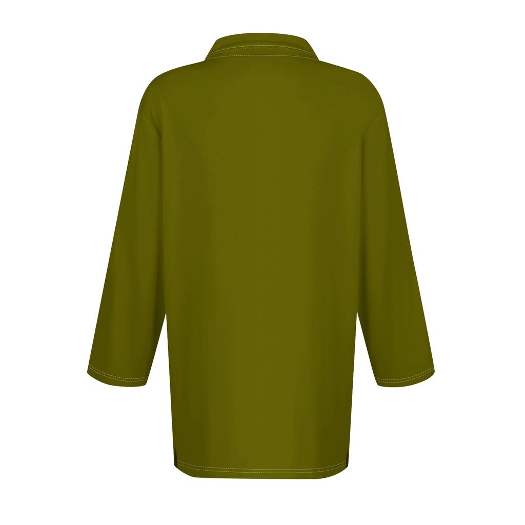 Women's Fashion Casual Lapel Short 3/4 Sleeve Solid Color Shirt Women's Button Up Tops