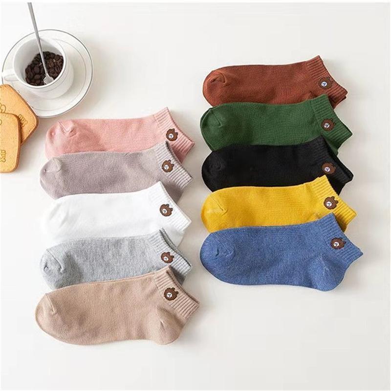 10 Pairs Winter Women Socks Bear Breathable Keep Warm Floor Anti-Skid Socks