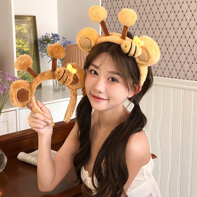 Милые повязки на голову в виде пчел, креативные животные, плюшевые головные уборы с героями мультфильмов, очень милые заколки для мытья лица, забавные шоу Po, повязки на голову