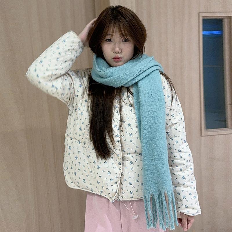 New Floral Short Down Cotton Clothes, Winter New Small Fresh and Sweet Stand-up Collar Thickened Bread Clothes Jacket