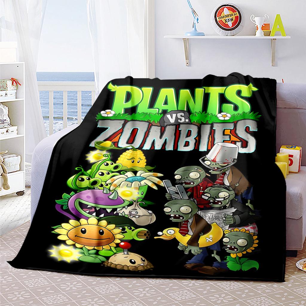 Plants Vs Zombies Plush Blanket Soft Comfortable All Seasons Suitable Sofa Office Nap Travel Festive Gift