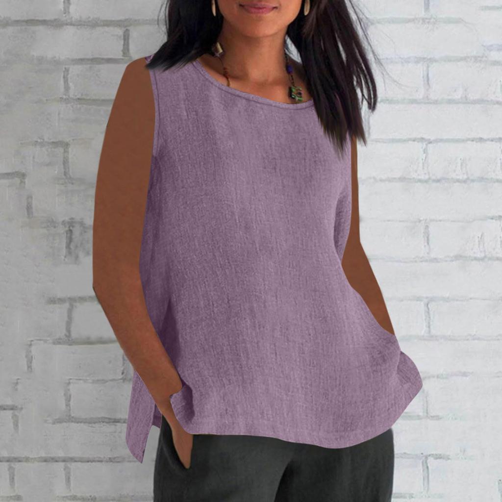 Летние хлопковые и льняные тонкие дышащие топы для женщин, свободные большие размеры, футболка с короткими рукавами и круглым вырезом, летняя блузка, одежда