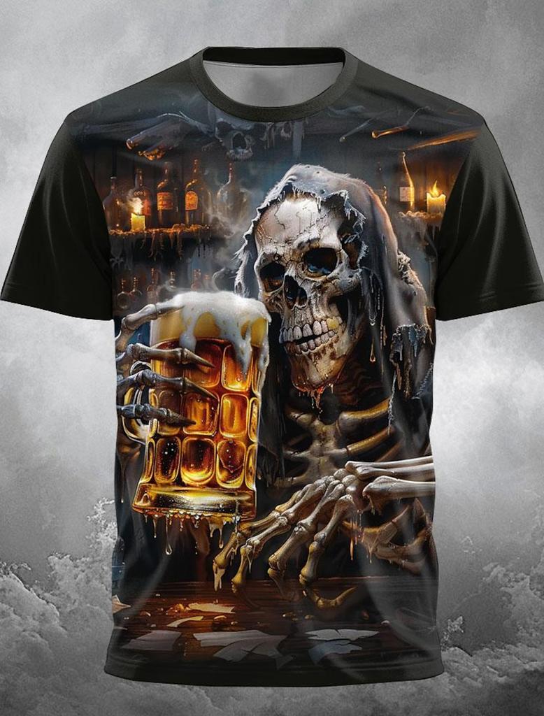 Fire Reaper Designer Gothic Men's 3D Print T Shirt Tee Party Street Short Sleeve Crew Neck Shirt Summer Spring Clothing Apparel