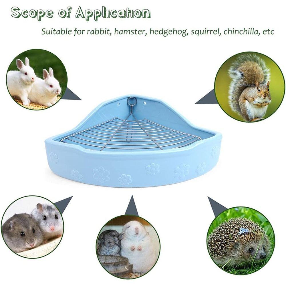 Anti-Tip Small Pet Ceramic Toilet Heavy-Duty Bunny Corner Toilet Box Rabbit Litter Box Rabbit