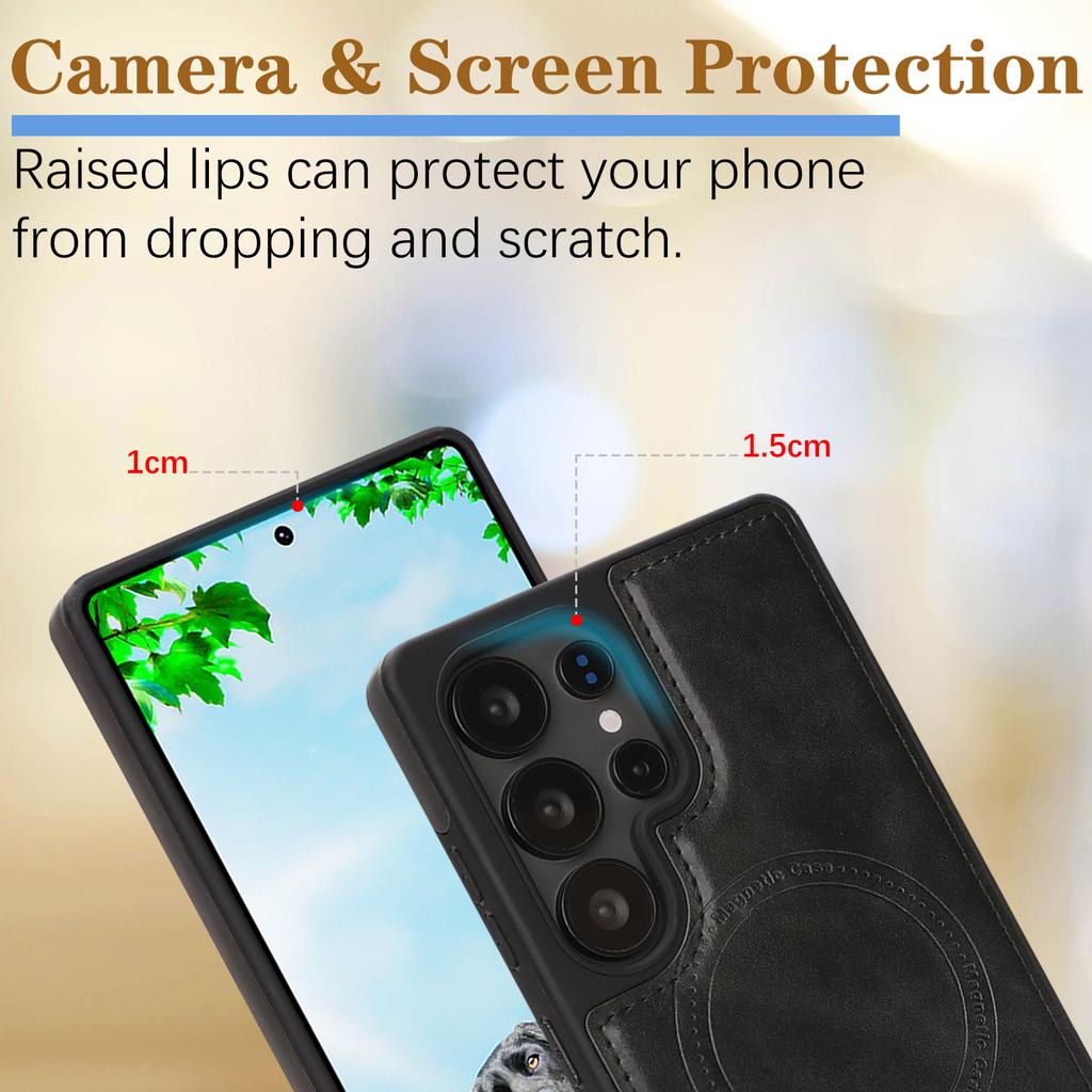 Магнитный беспроводной чехол для телефона для Samsung S24 - 25 серии, 8 цветов веганская ПУ кожа, всесторонняя противоударная защита